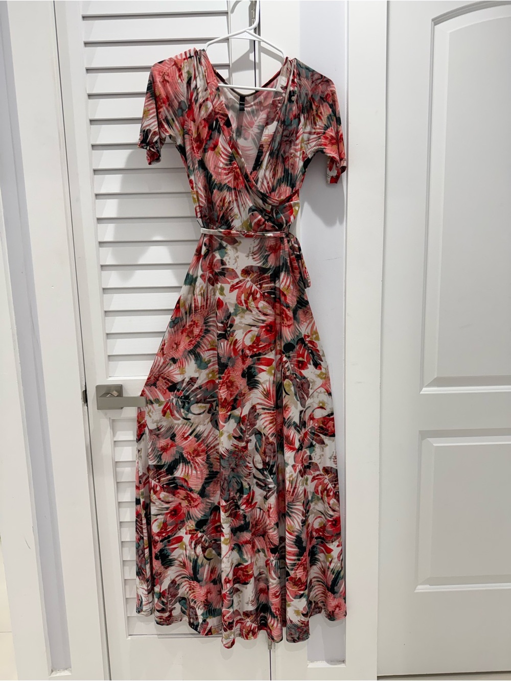 Floral Wrap Maxi Dress - Red Multi